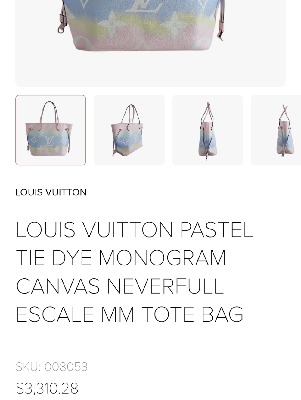 Louis Vuitton Pastel Monogram Neverfull Tote - Pink Multicolor - Picture 8 of 16